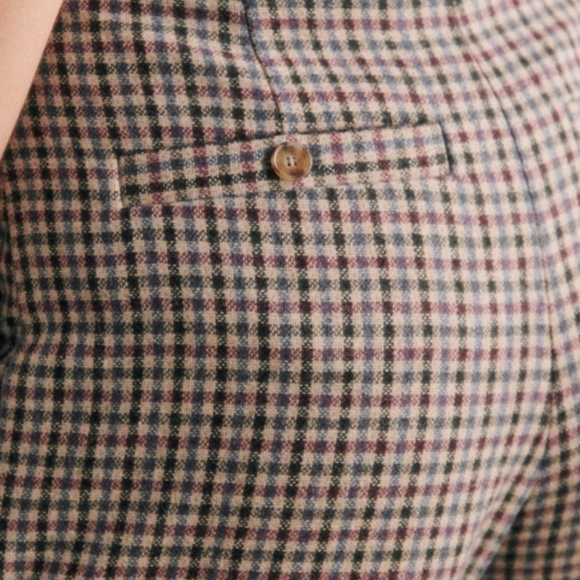 Sezane Cream and Brown Wide-Leg Trousers - Picture 4 of 5